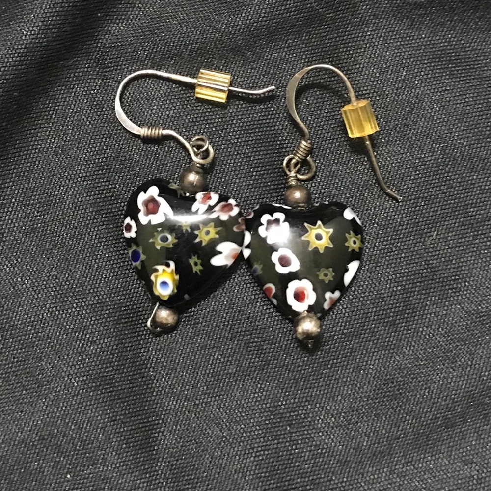 Vintage Glass & Sterling Silver Earrings